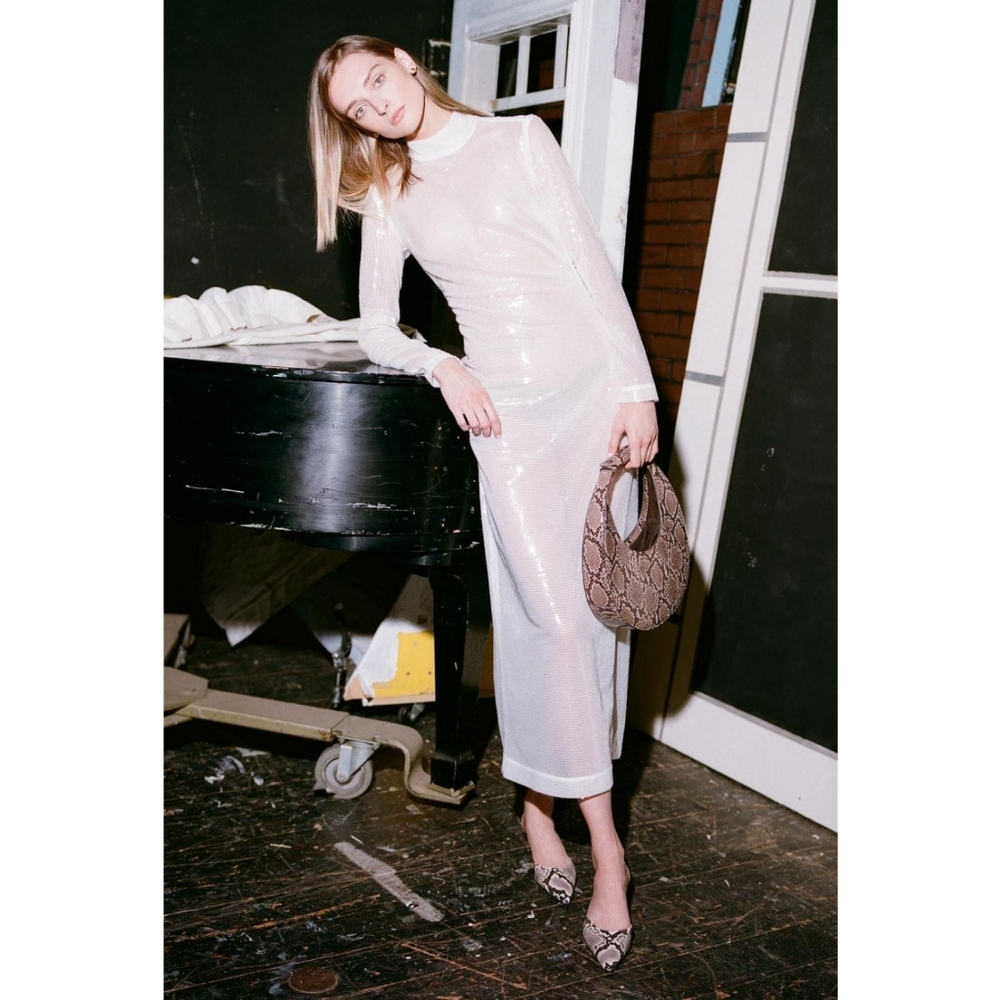 STAUD Liza Sequin Mock-Neck Dress